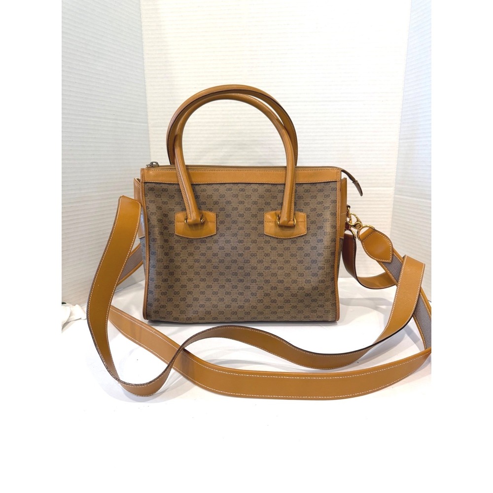 Gucci Microguccissima Satchel Medium Tan Brown Vintage Crossbody Bag Purse‎ - Picture 4 of 13
